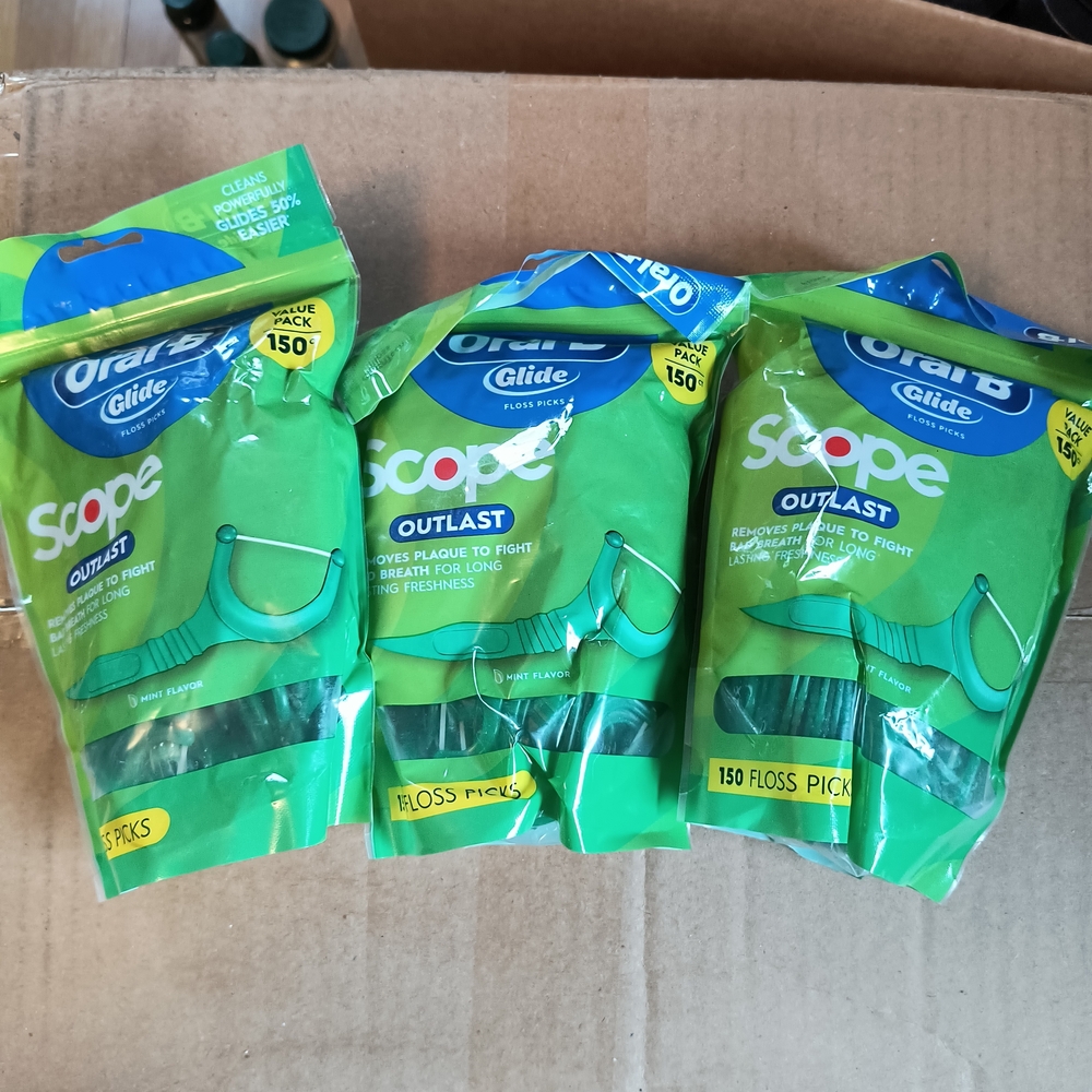Oralb Floss Picks With Scope 3 Packs 150 Per Pack